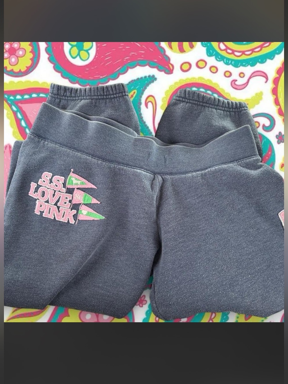 vintage Victoria's Secret PINK low waisted navy blue "S.S. Love Pink" sweatpants